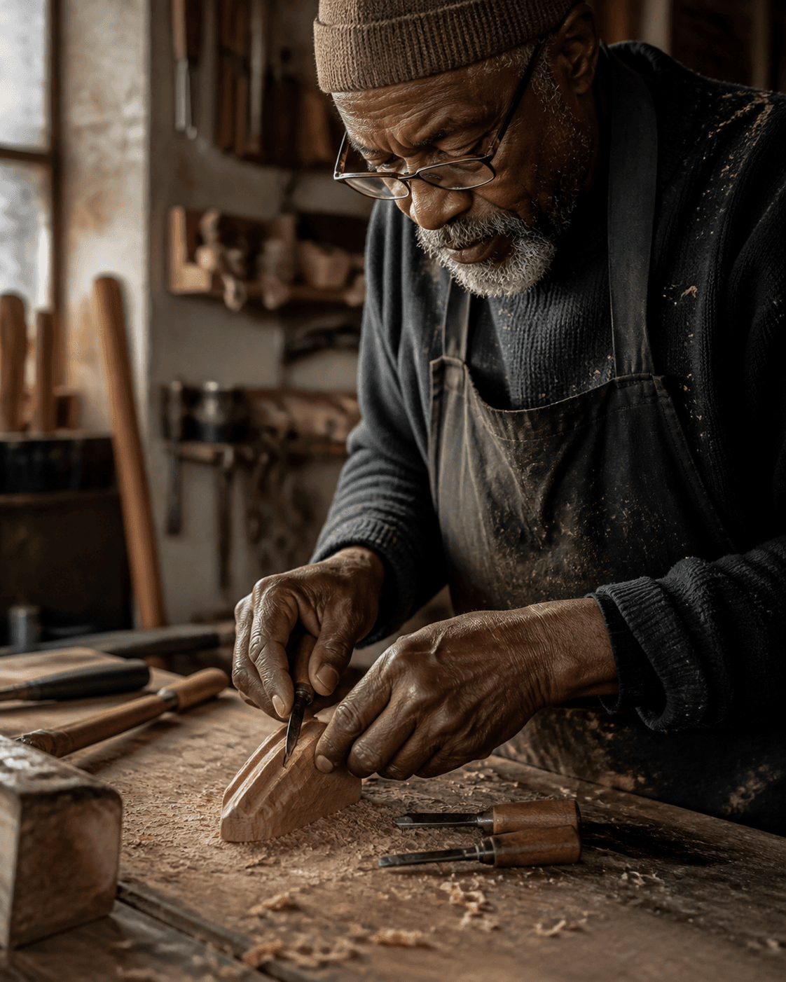 A founder working with care in the environment behind his business